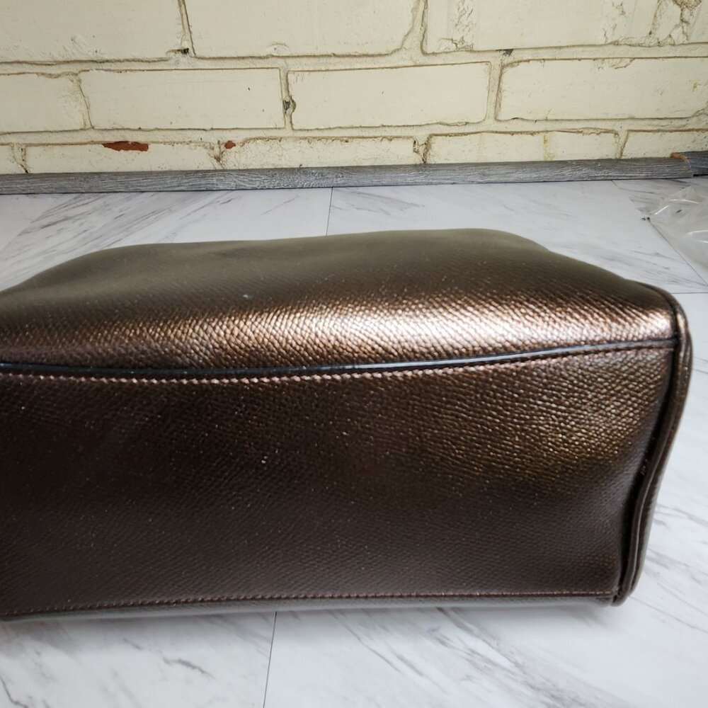 Like New Coach Bennett Satchel Bronze Leather Shoulder Crossbody Bag Purse - Picture 11 of 14
